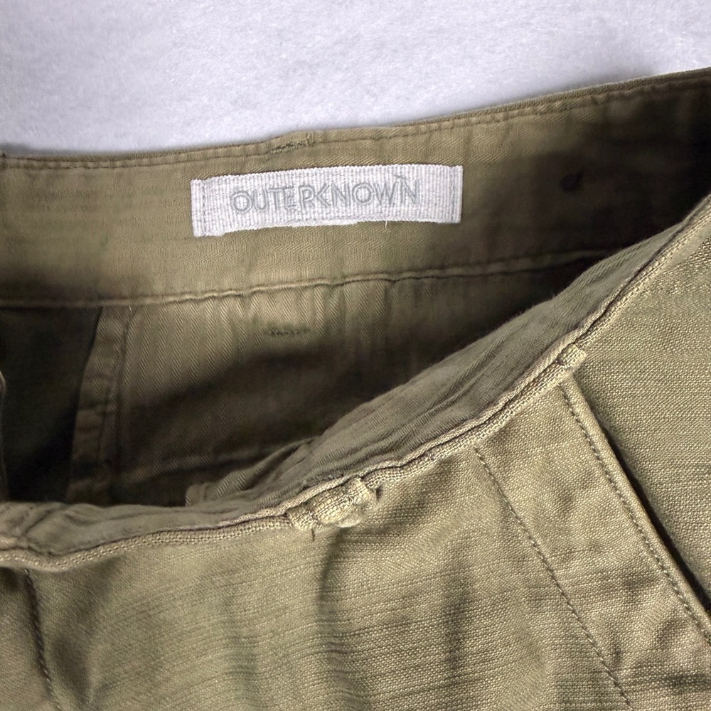 Outerknown Cargo Fatigue Pants Mens 32x26 Olive Green Organic Cotton Ripstop - Picture 5 of 13